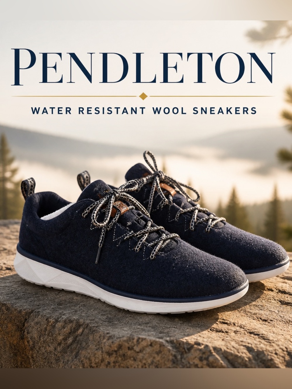 NWT Pendleton water resistant blue Wool vibram sneakers shoes size 6.5